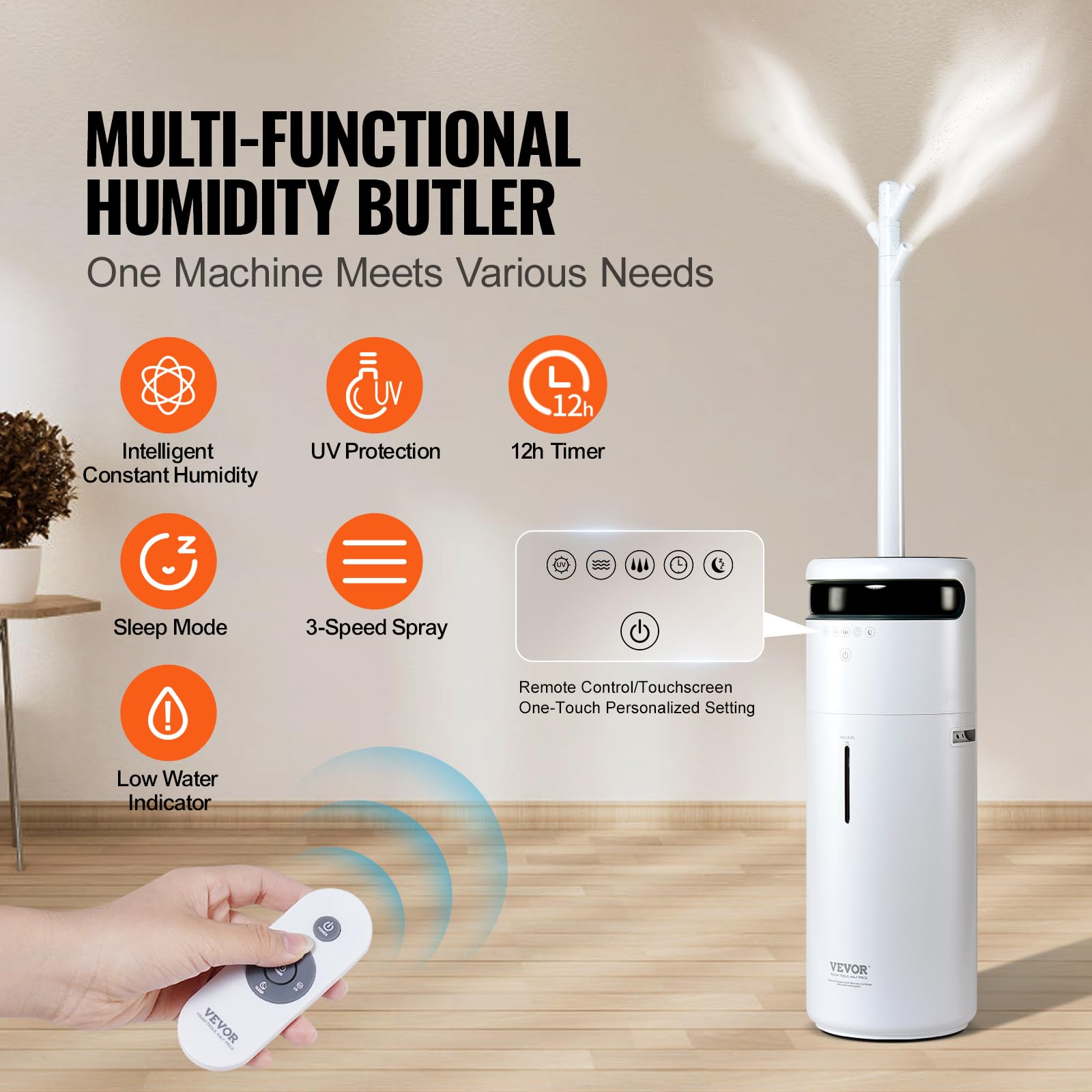 Foto 4 pulgar | Humidificador Vevor Para Hogar, Habitación Grande, 120 M², 16 L, Con Luz Nocturna - Venta Internacional.