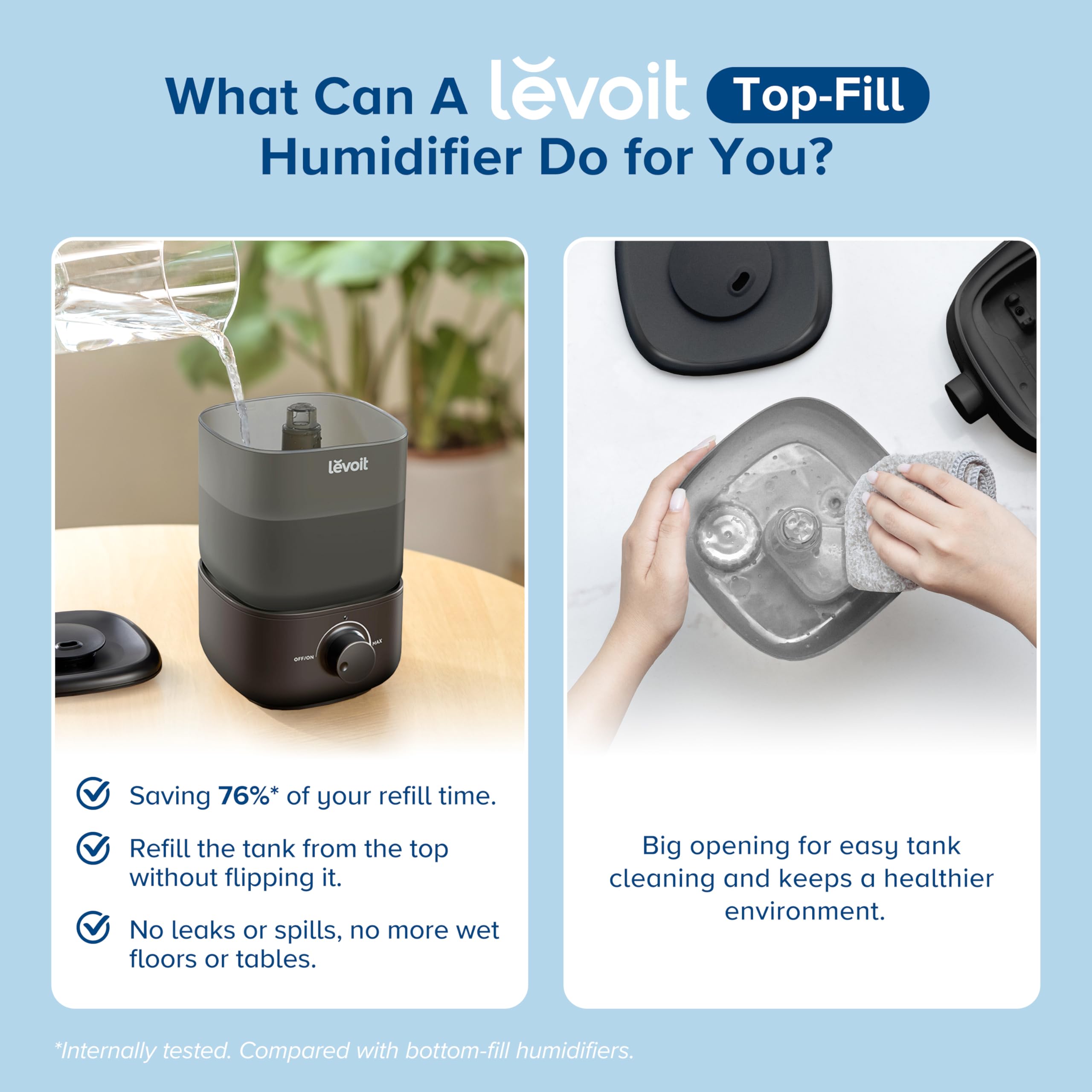Foto 4 pulgar | Humidificador Levoit Classic 160 Top-fill Ultrasonic 2.5l Negro - Venta Internacional