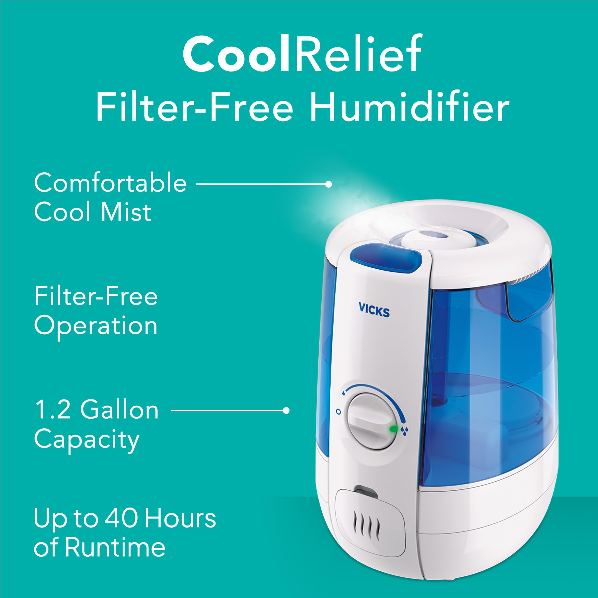 Foto 5 pulgar | Humidificador Vicks Coolrelief Cool Mist Para Habitaciones Pequeñas Y Medianas - Venta Internacional.