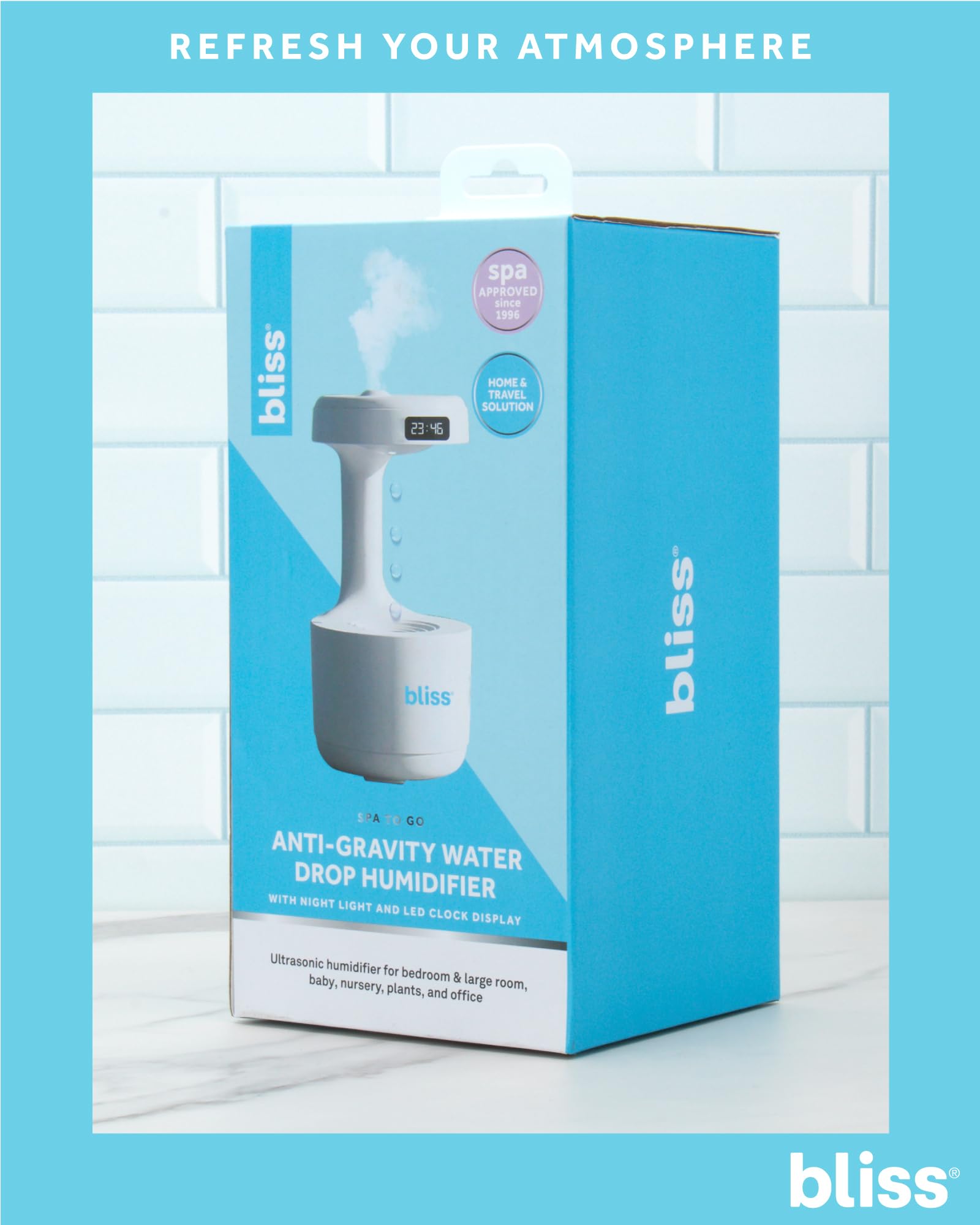 Foto 6 | Humidificador Bliss Ultrasonic Con Reloj Led De Reflujo Con Gota De Agua - Venta Internacional.