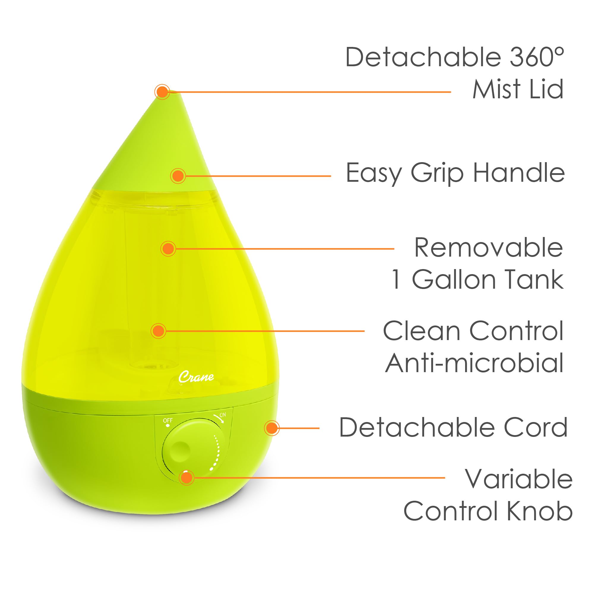 Foto 4 pulgar | Humidificador Crane Ultrasonic Cool Mist 3.8 l Verde - Venta Internacional