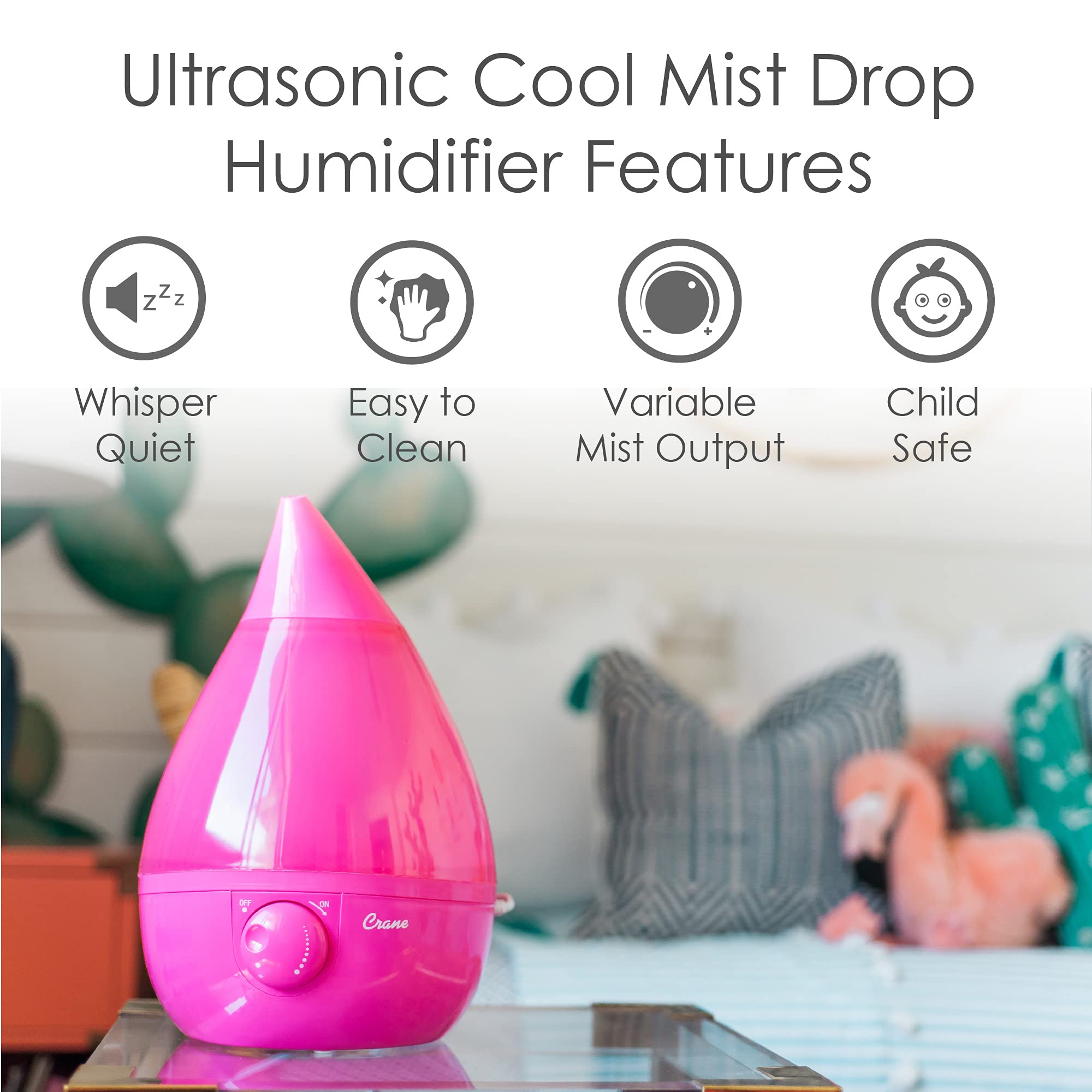 Foto 3 pulgar | Humidificador Crane Ultrasonic 3.8 L Rosa - Venta Internacional