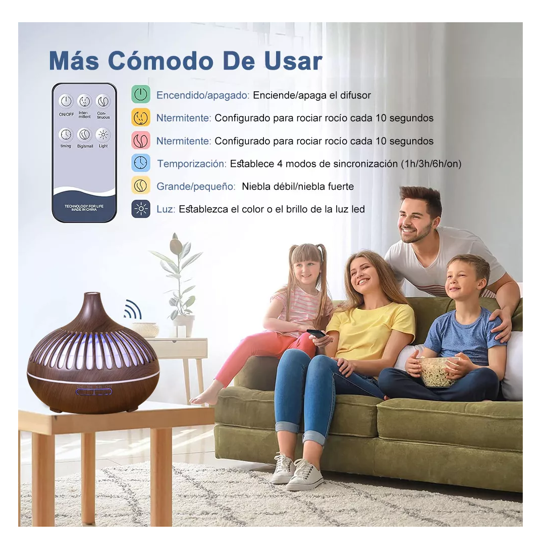 Foto 4 | Humidificador De Aceites Aire Con Control 8 Pzs Led, Marrón