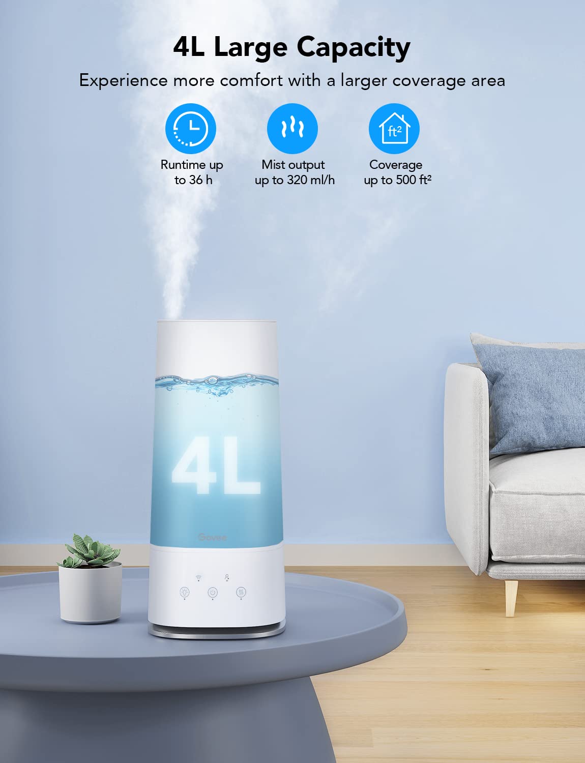 Foto 4 | Humidificador Inteligente Govee 4L para Dormitorio con Higrómetro y Difusor - Venta Internacional