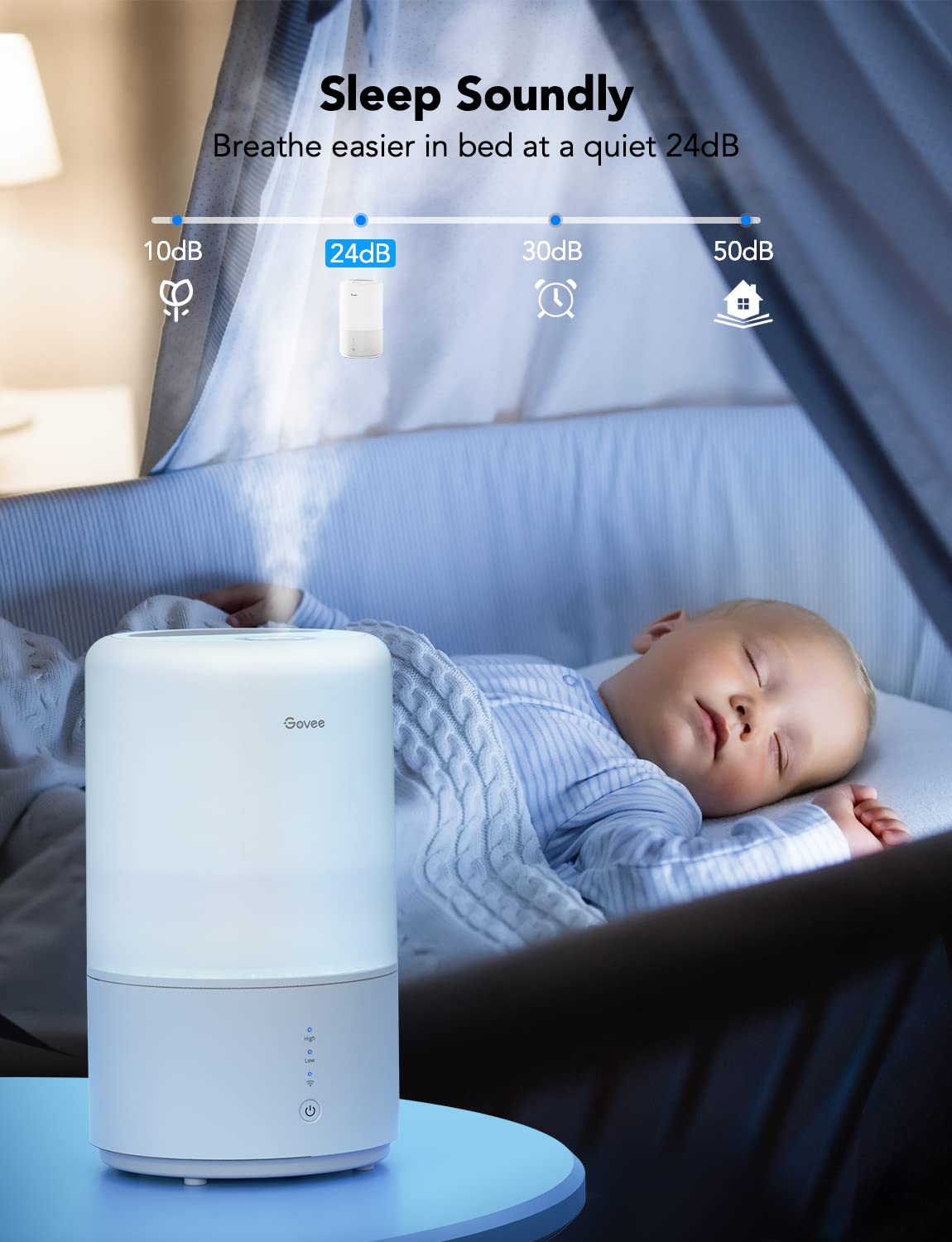 Foto 5 pulgar | Humidificador Inteligente Govee De 3 Litros Con Relleno Superior Cool Mist Para Dormitorio - Venta Internacional.