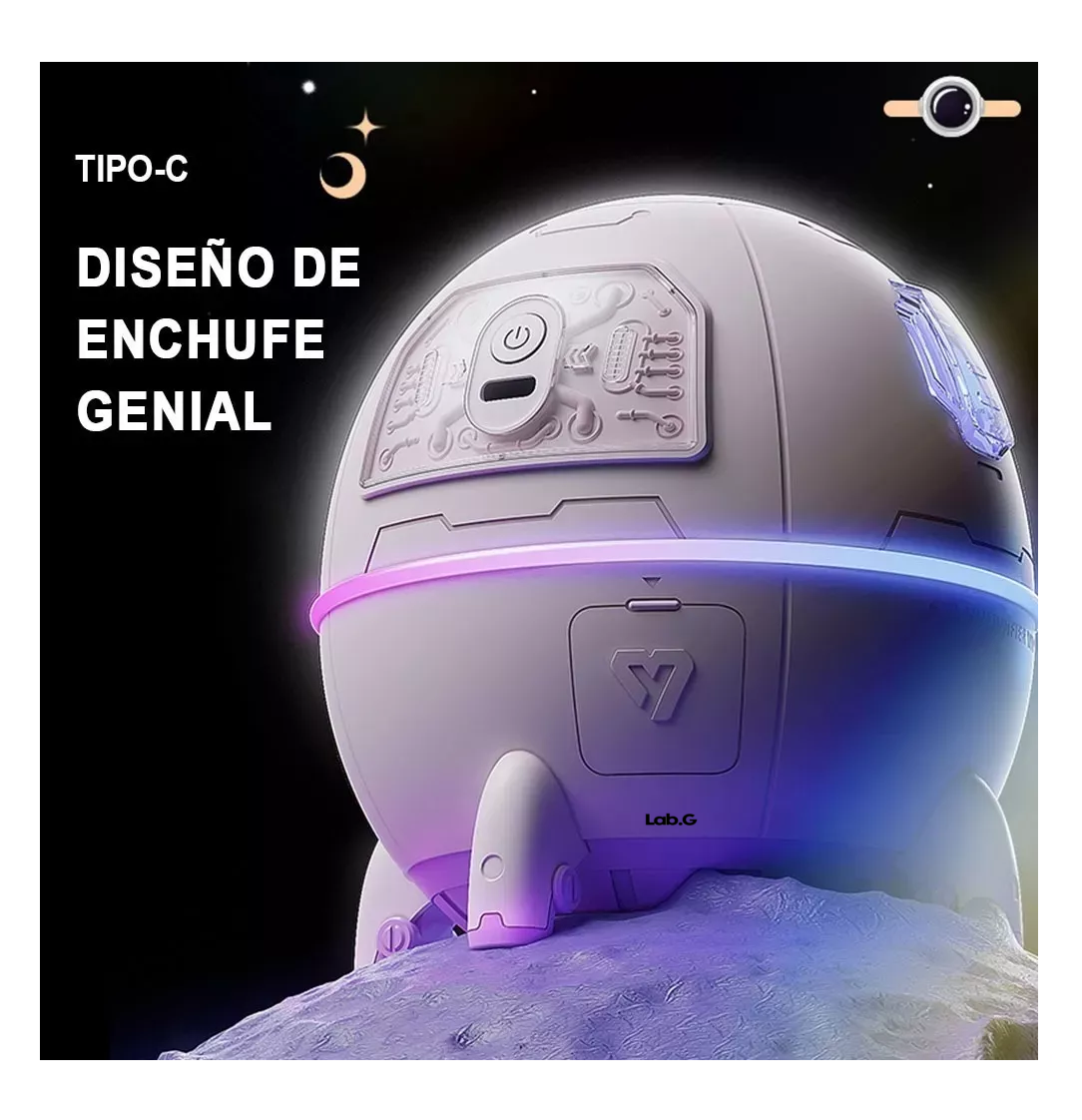 Foto 3 pulgar | Humidificador De Aire Silencioso Astronaut Space Capsule Rosa Palido