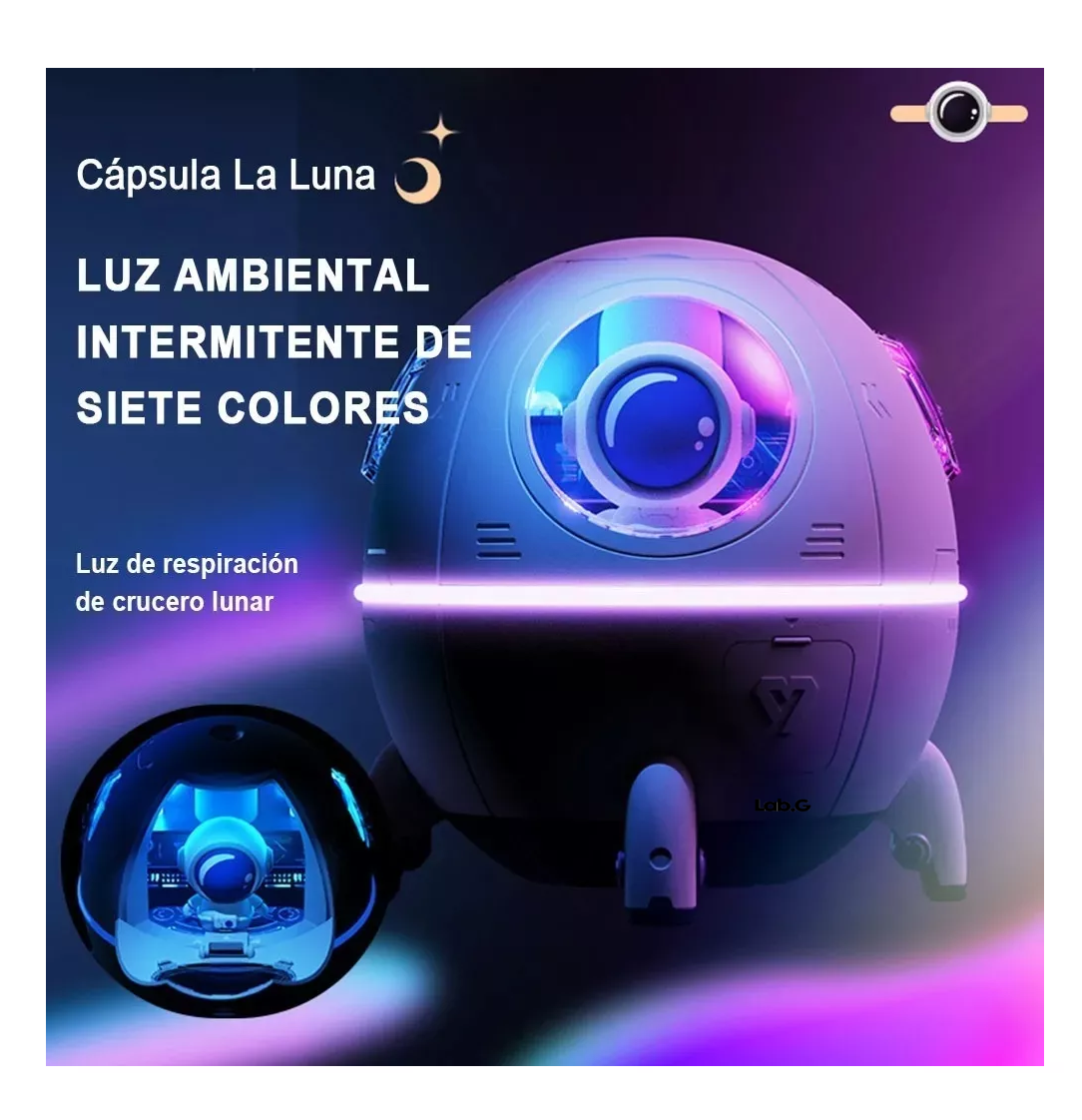 Foto 4 pulgar | Humidificador De Aire Silencioso Astronaut Space Capsule Rosa Palido