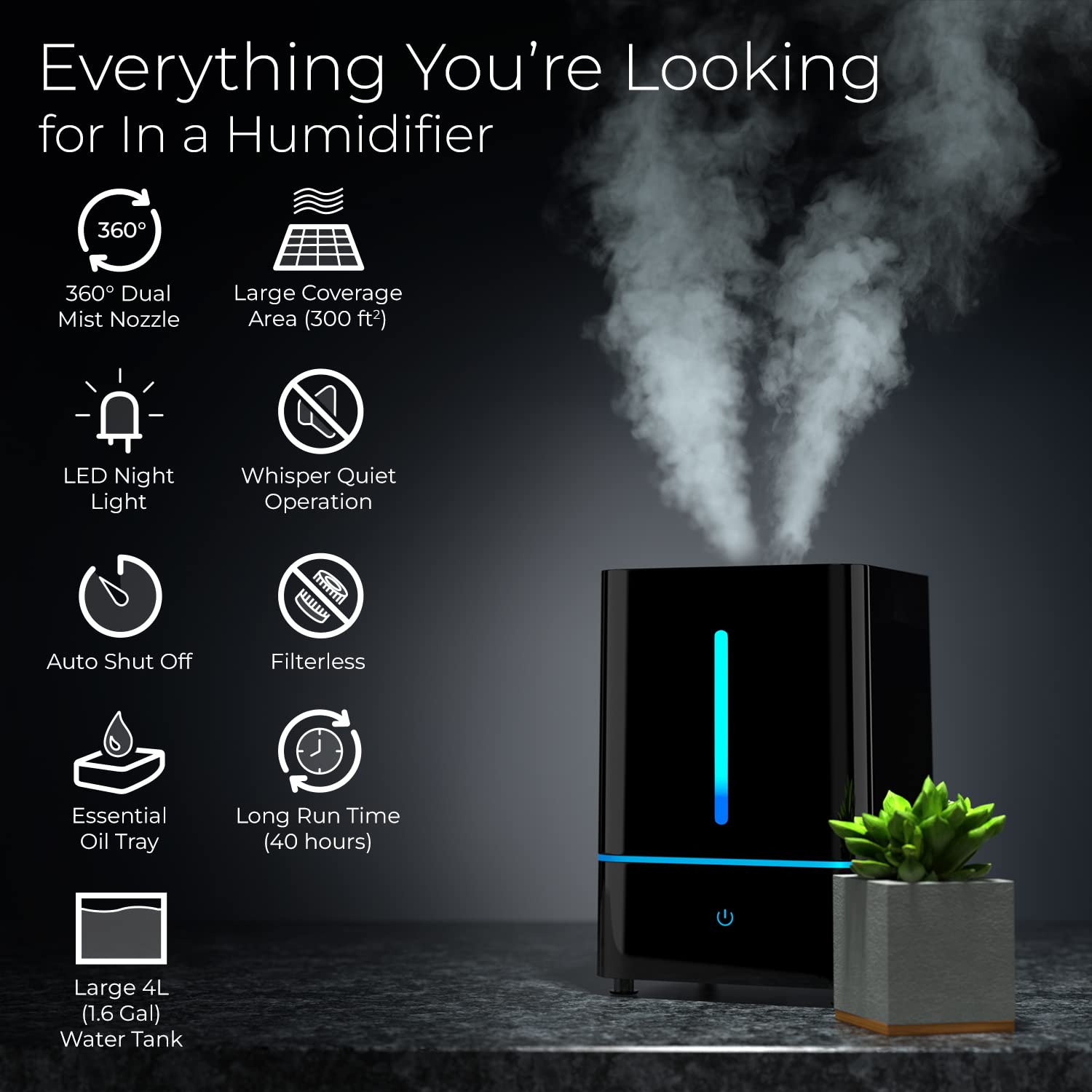 Foto 7 pulgar | Humidificador Everlasting Comfort Cool Mist De 4 Litros Para Habitaciones Grandes - Venta Internacional.
