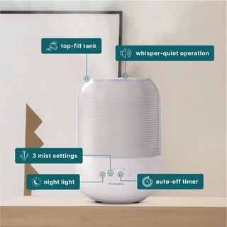 Foto 3 | Humidificador Ultrasónico Cool Mist Homedics, 3 Litros, Llenado Superior, 35 H - Venta Internacional.