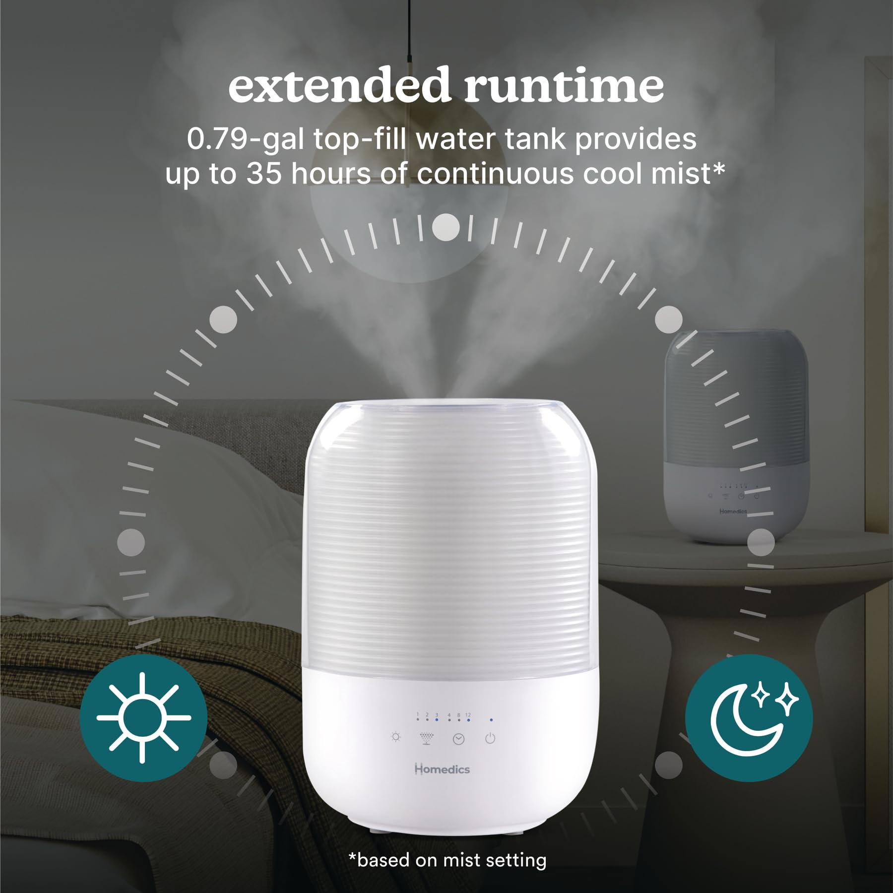 Foto 7 | Humidificador Ultrasónico Cool Mist Homedics, 3 Litros, Llenado Superior, 35 H - Venta Internacional.