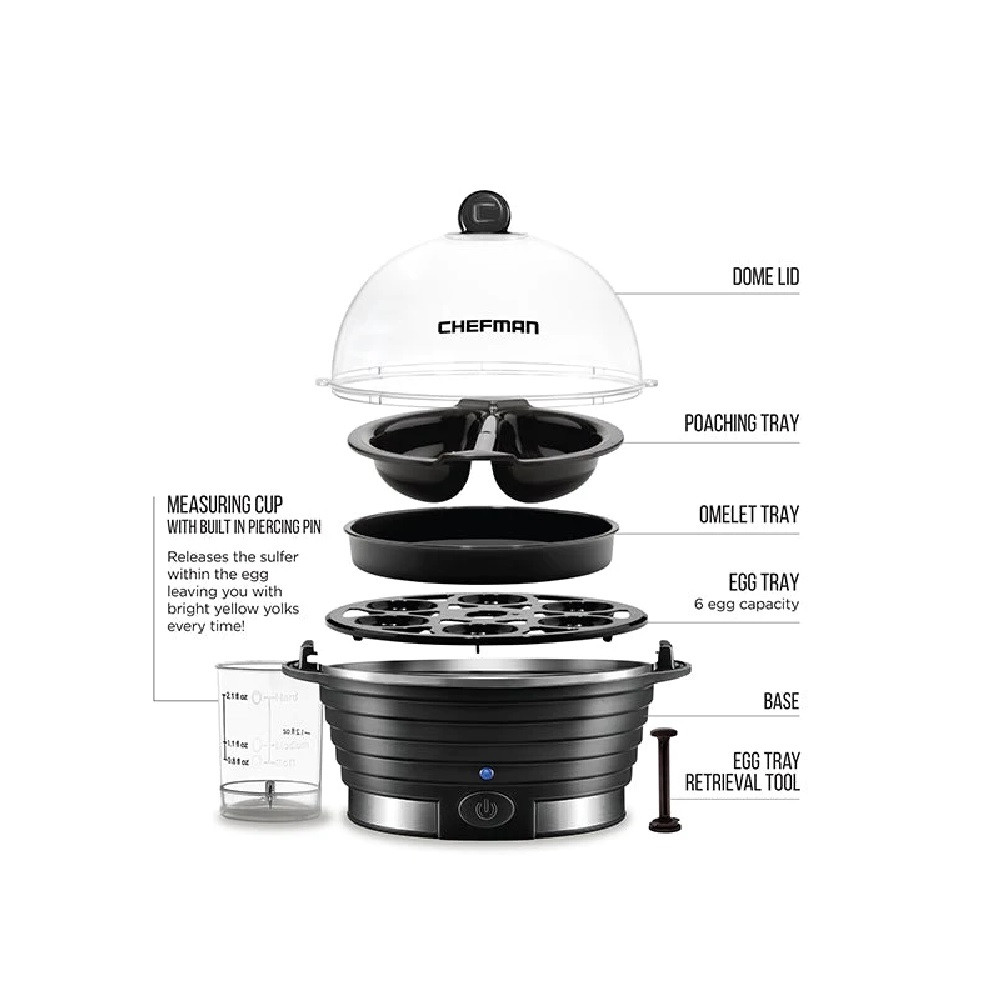 Foto 5 | Hervidor Eléctrico de Huevos Chefman Rj24-v2-black