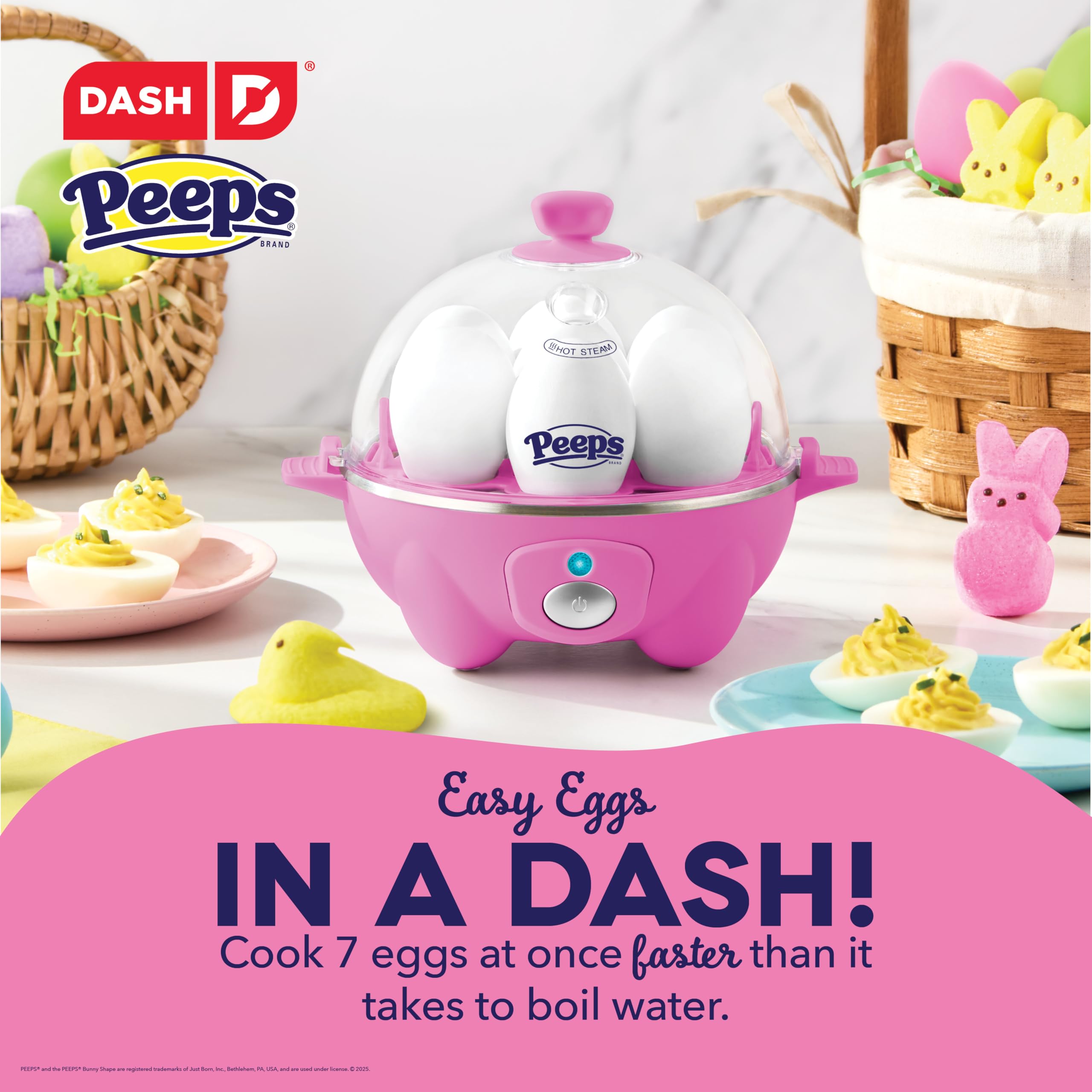 Foto 2 | Hervidor De Huevos Dash Peeps Bunny Rapid Con Capacidad Para 7 Huevos, Color Rosa - Venta Internacional.