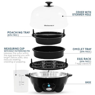 Foto 4 | Máquina para Cocer Huevos Elite Gourmet Egc-007b# Rapid 7 Huevos Negro - Venta Internacional
