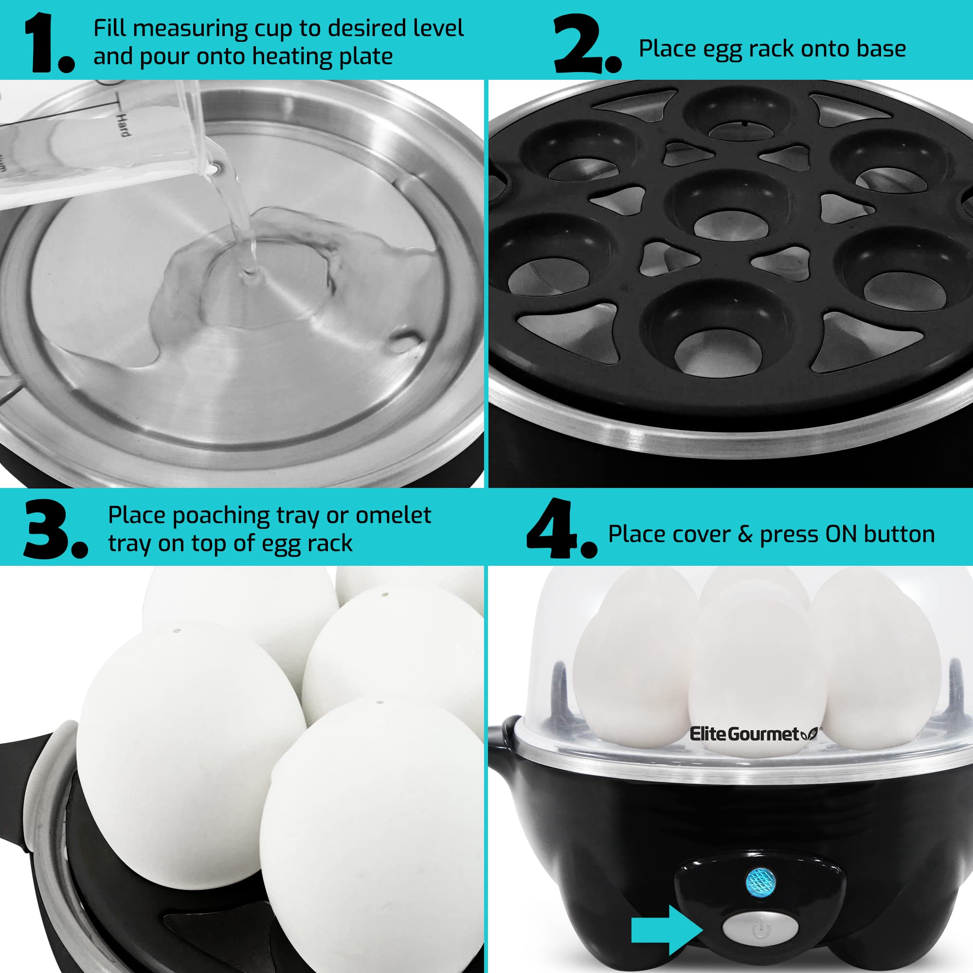 Foto 7 pulgar | Máquina para Cocer Huevos Elite Gourmet Egc-007b# Rapid 7 Huevos Negro - Venta Internacional