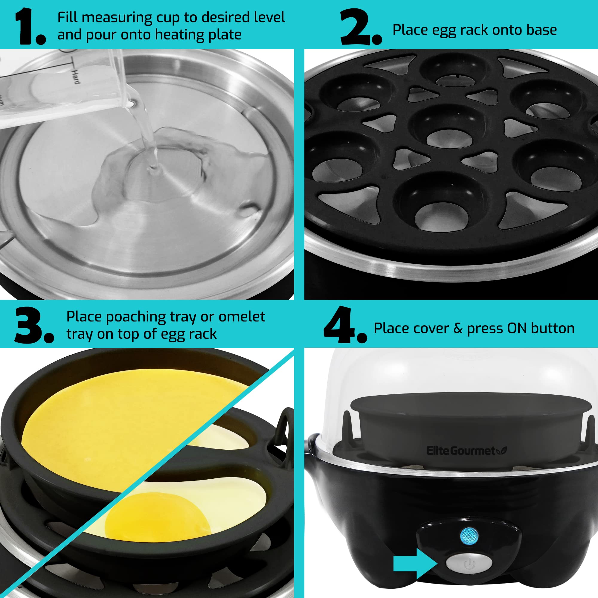 Foto 8 pulgar | Máquina para Cocer Huevos Elite Gourmet Egc-007b# Rapid 7 Huevos Negro - Venta Internacional
