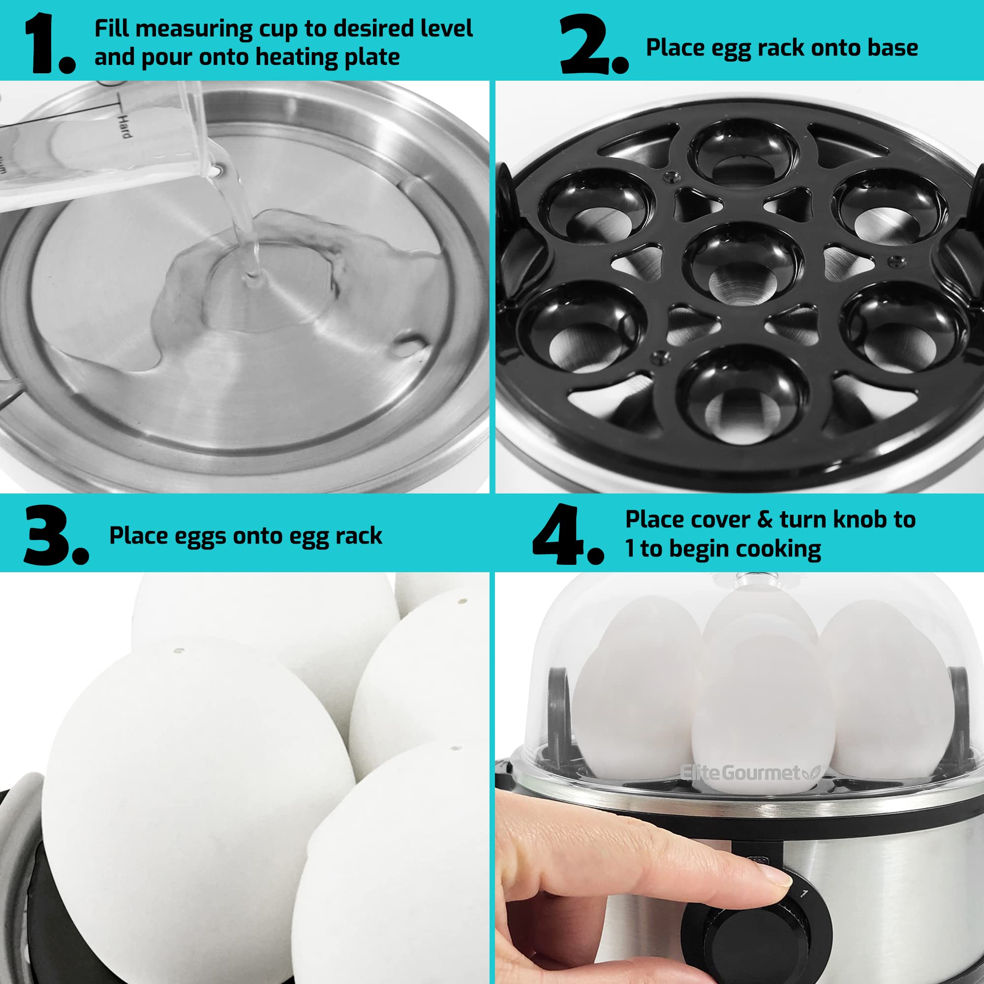 Foto 6 pulgar | Cocedor Eléctrico Para 7 Huevos Elite Gourmet Egc648  Acero Inoxidable - Venta Internacional.