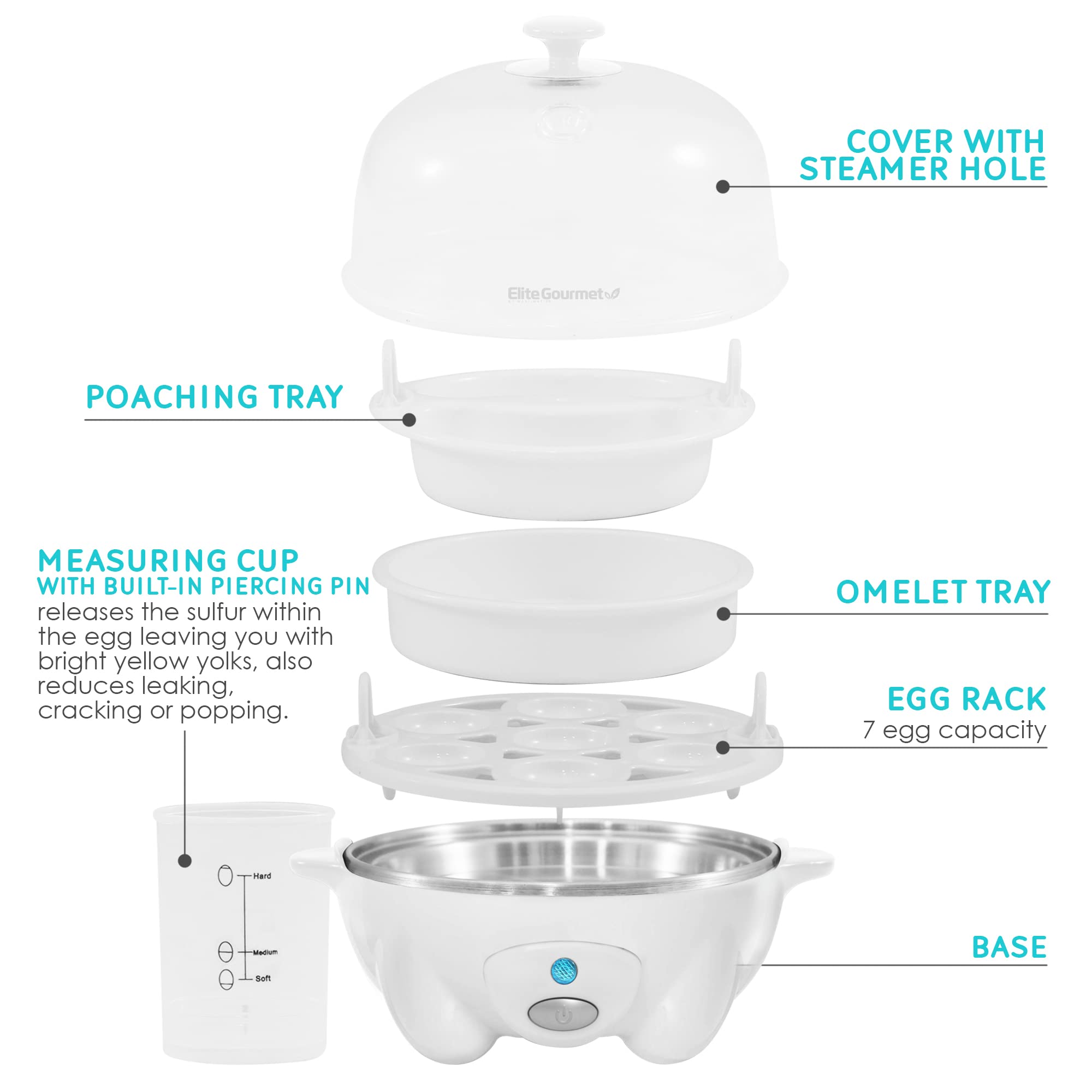 Foto 4 pulgar | Cocedor De Huevos Elite Gourmet Egc-007##  Apagado Automático Rápido Para 7 Huevos - Venta Internacional.