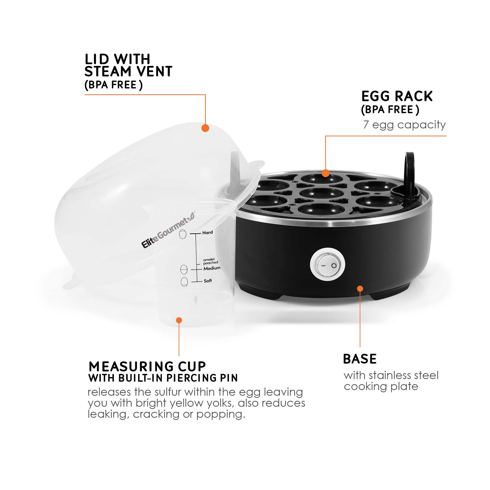Foto 3 pulgar | Hervidor Eléctrico Para Huevos Elite Gourmet Egc115b Con Capacidad Para 7 Huevos  Color Negro - Venta Internacional.