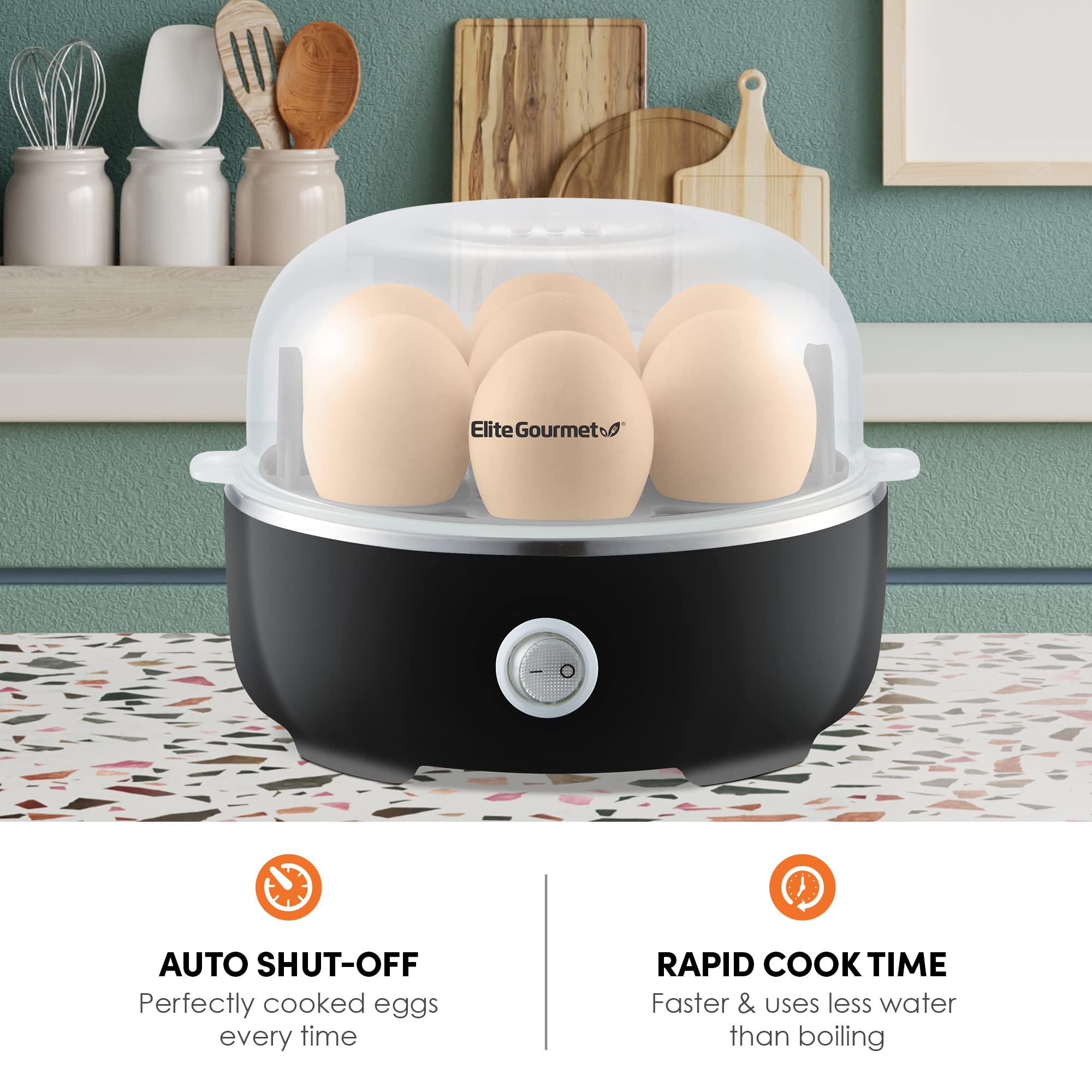 Foto 4 pulgar | Hervidor Eléctrico Para Huevos Elite Gourmet Egc115b Con Capacidad Para 7 Huevos  Color Negro - Venta Internacional.