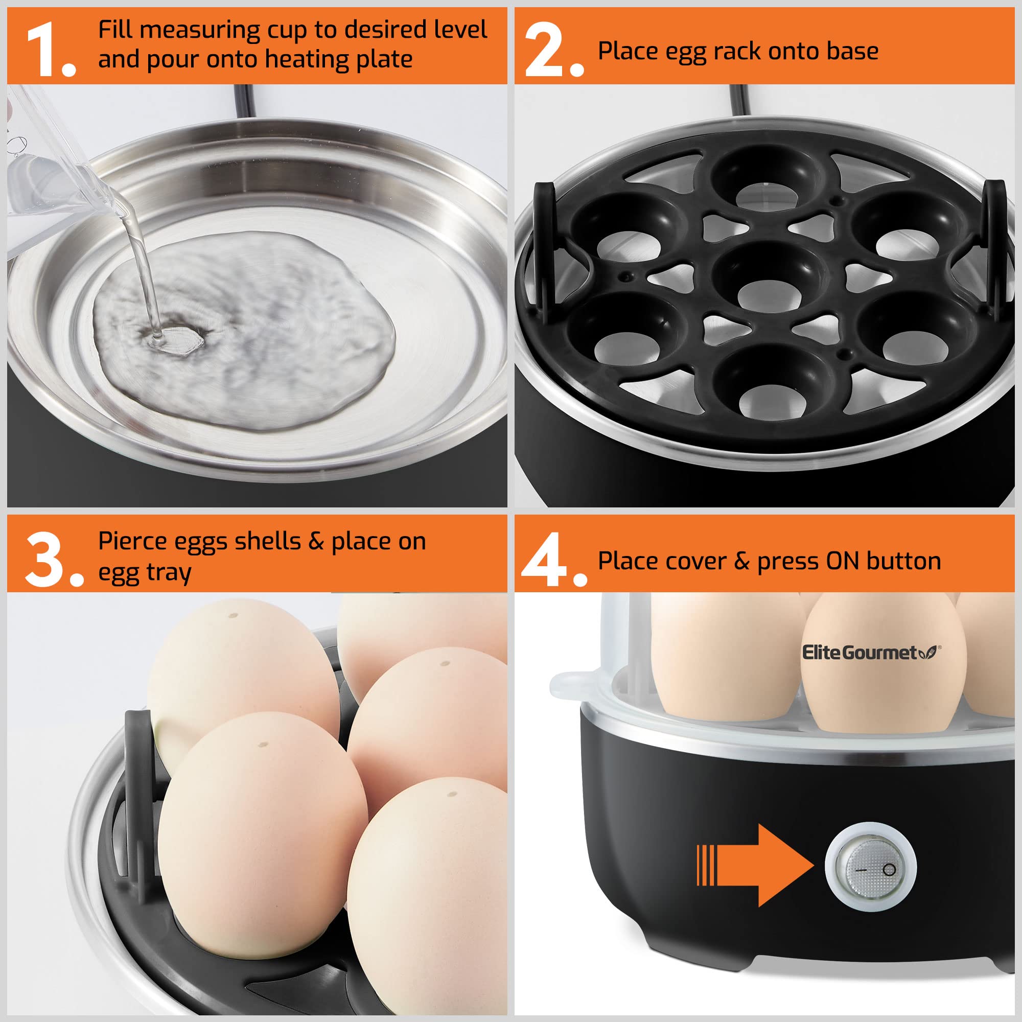 Foto 5 pulgar | Hervidor Eléctrico Para Huevos Elite Gourmet Egc115b Con Capacidad Para 7 Huevos  Color Negro - Venta Internacional.