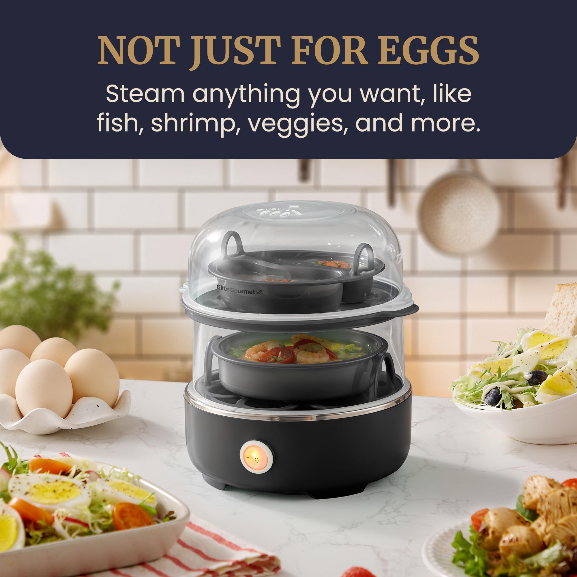 Foto 3 pulgar | Cocedor De Huevos Elite Gourmet Egc1215b Inoxidable Con Capacidad Para 14 Huevos - Venta Internacional.