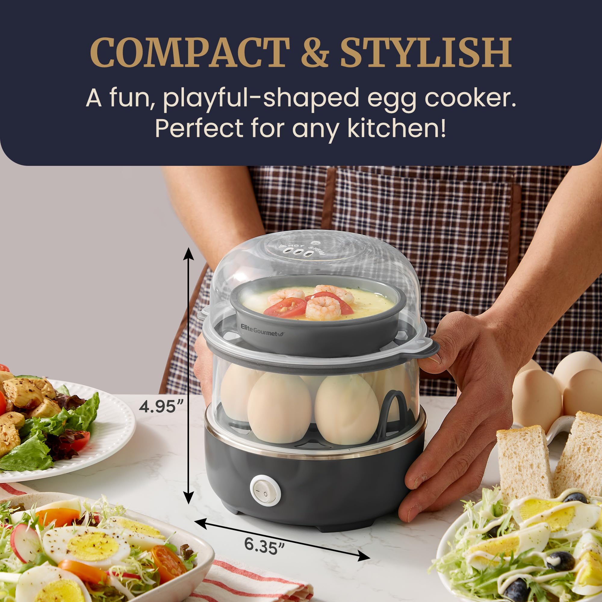 Foto 4 | Cocedor De Huevos Elite Gourmet Egc1215b Inoxidable Con Capacidad Para 14 Huevos - Venta Internacional.