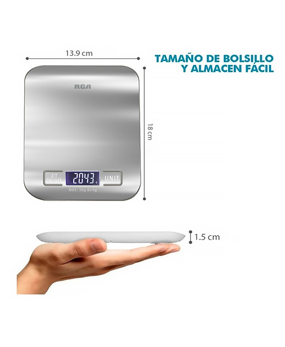 Foto 6 | Báscula Digital de Cocina RCA RC-B1 Plateado