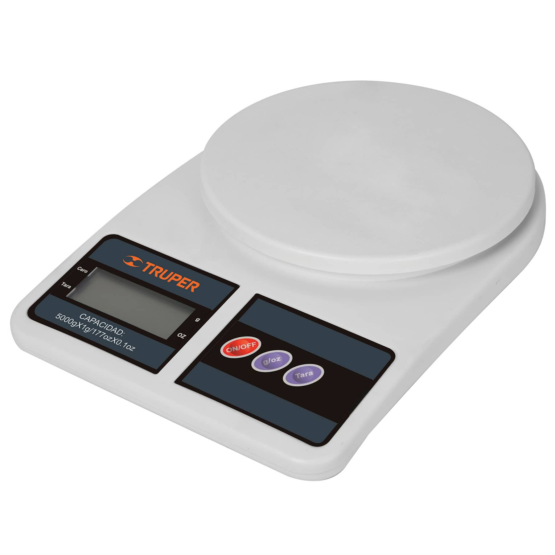 Báscula Digital Truper 15161 color Blanco de Cocina 5 KG Gramera