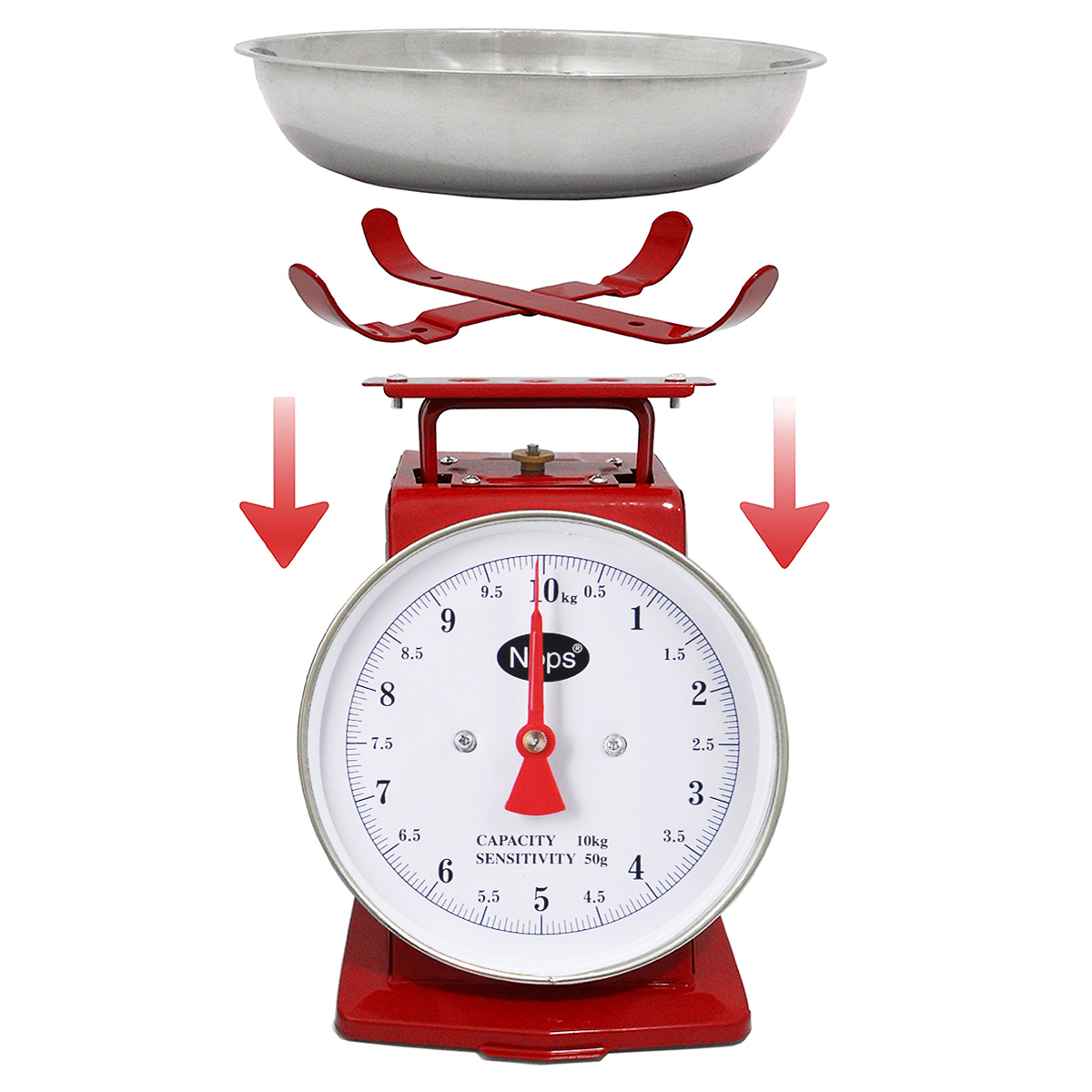 Foto 4 pulgar | Bascula De Cocina Analógica 10 Kg Roja Retro