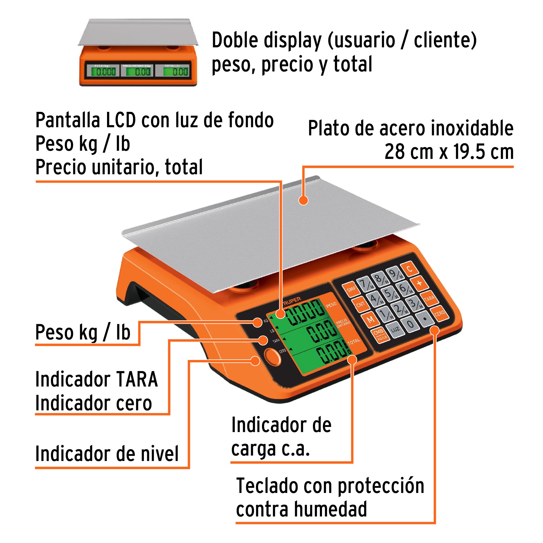 Foto 3 pulgar | Báscula Electrónica Multifunciones 20 kg Truper