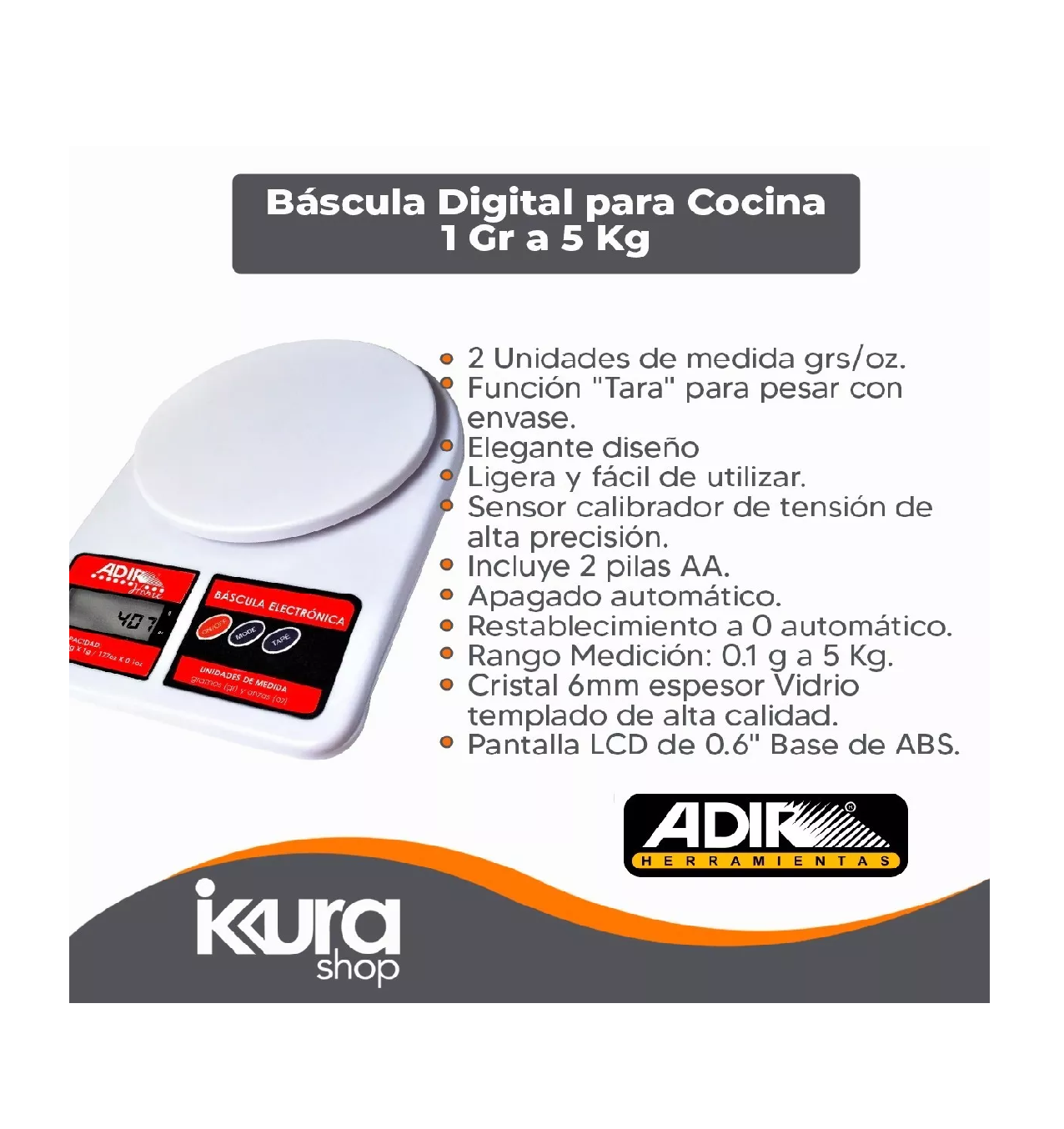 Foto 3 | Báscula Cocina Digital BELUG Gramera Alimentos Alta Precisión 5 kg color Azul