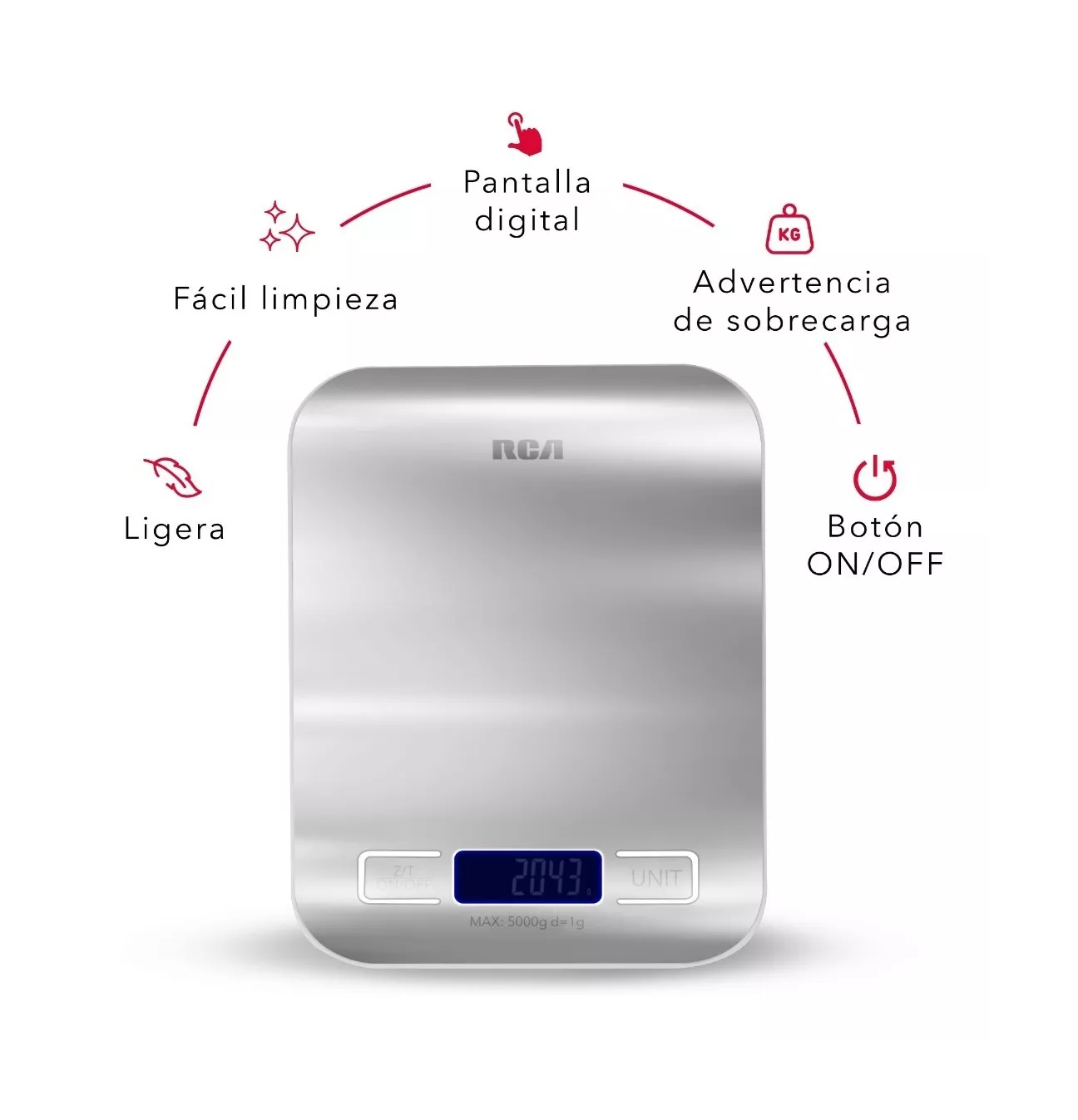 Foto 5 | Báscula Digital De Cocina Capacidad Máxima 5 G, Color Plateado