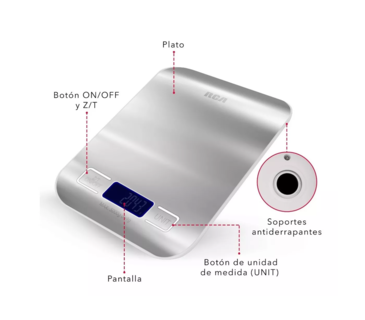 Foto 4 | Báscula Digital De Cocina Capacidad Máxima 5 G, Color Plateado