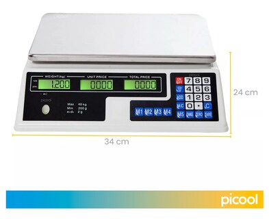 Foto 3 | Báscula Comercial Digital 40 Kg Recargable