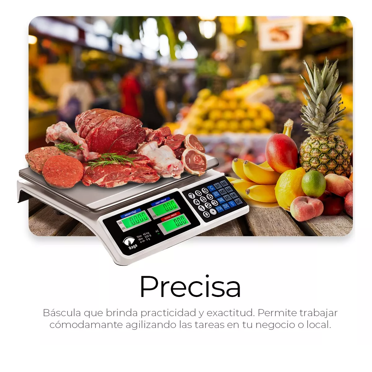 Foto 5 pulgar | Báscula Digital 40 Kg Comercial con Pantalla LCD Función Tara