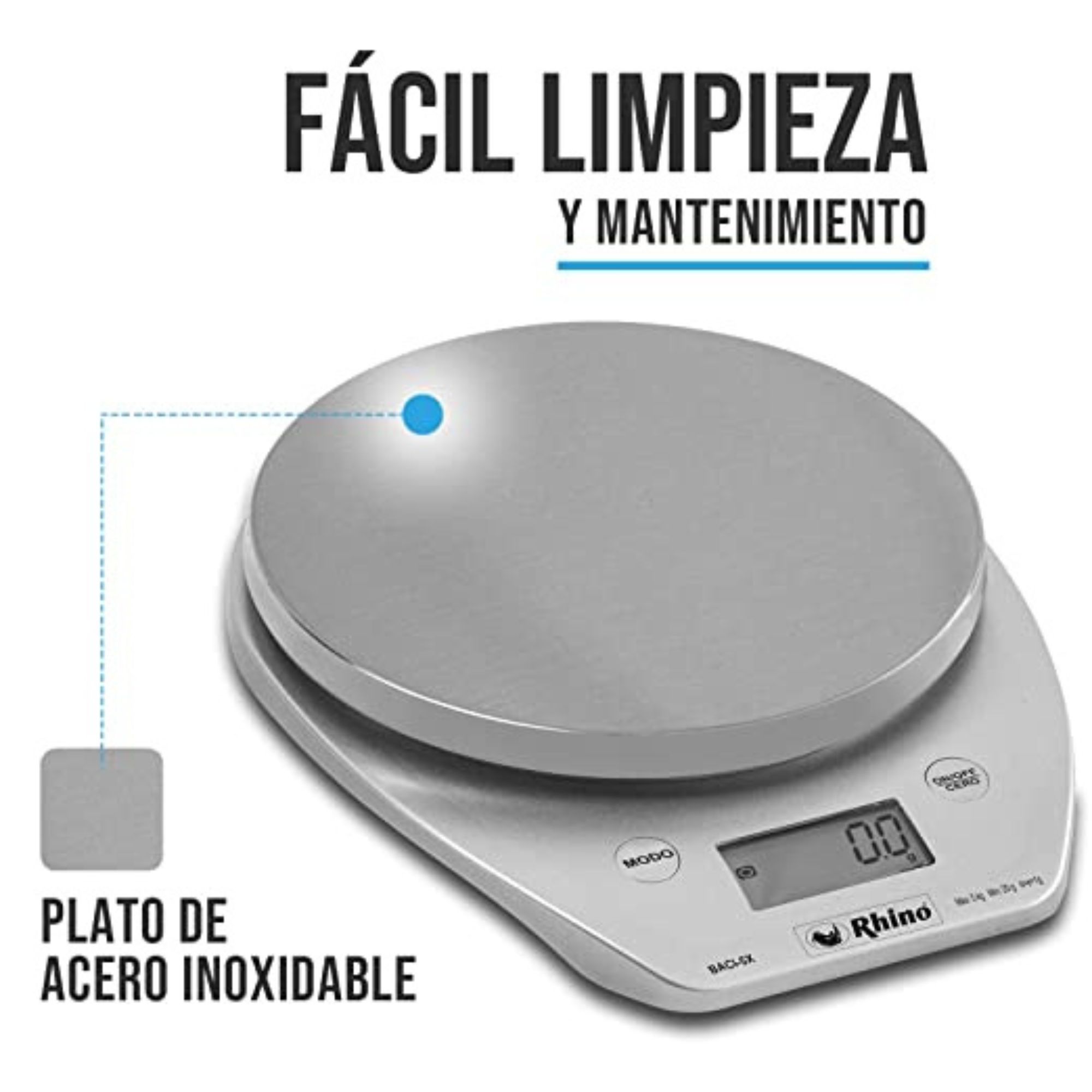 Foto 5 pulgar | Básculas de Cocina Rhino Baci-5x Gris de 5 Kg con Bluetooth