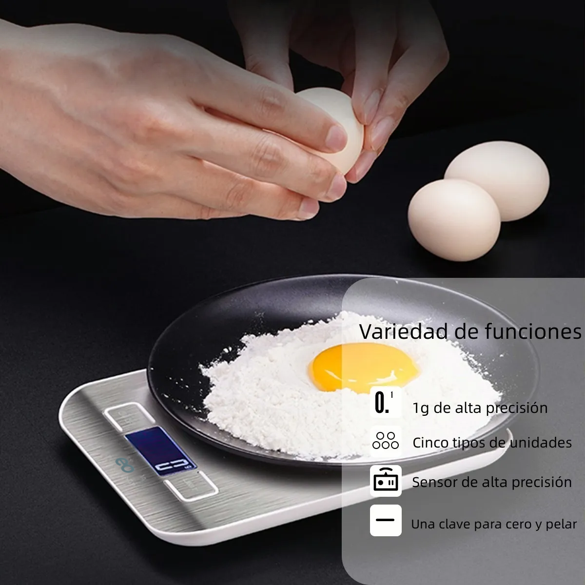Foto 3 pulgar | Bascula Digital para Cocina Acero Inoxidable 5 Kg/1g Lcd Eo Safe Imports Esi-314 Gris