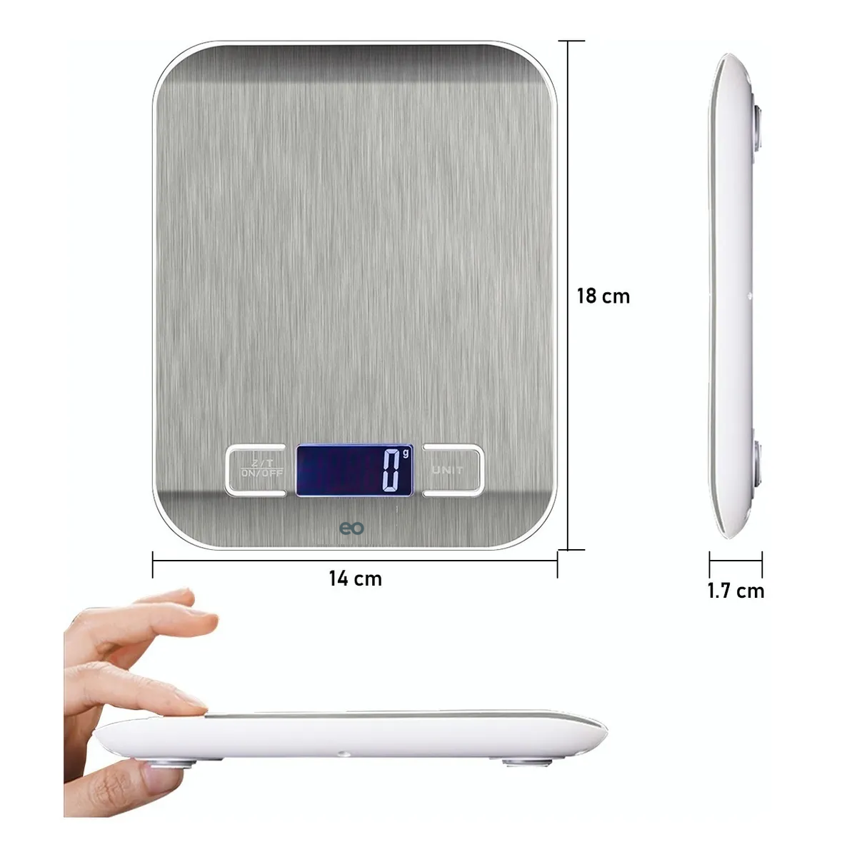 Foto 4 pulgar | Bascula Digital para Cocina Acero Inoxidable 5 Kg/1g Lcd Eo Safe Imports Esi-314 Gris