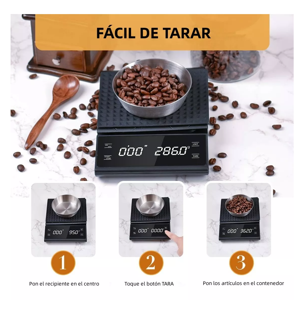 Foto 5 pulgar | Báscula De Cocina Con Cronómetro Digital Alta Precisión Negro