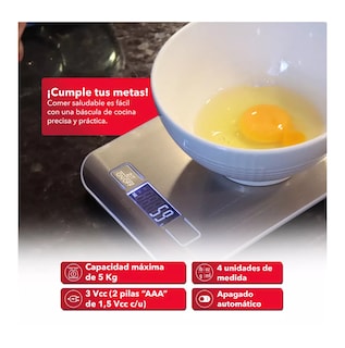 Foto 3 | Báscula Digital De Cocina Capacidad Máxima 5 G, Color Plateado