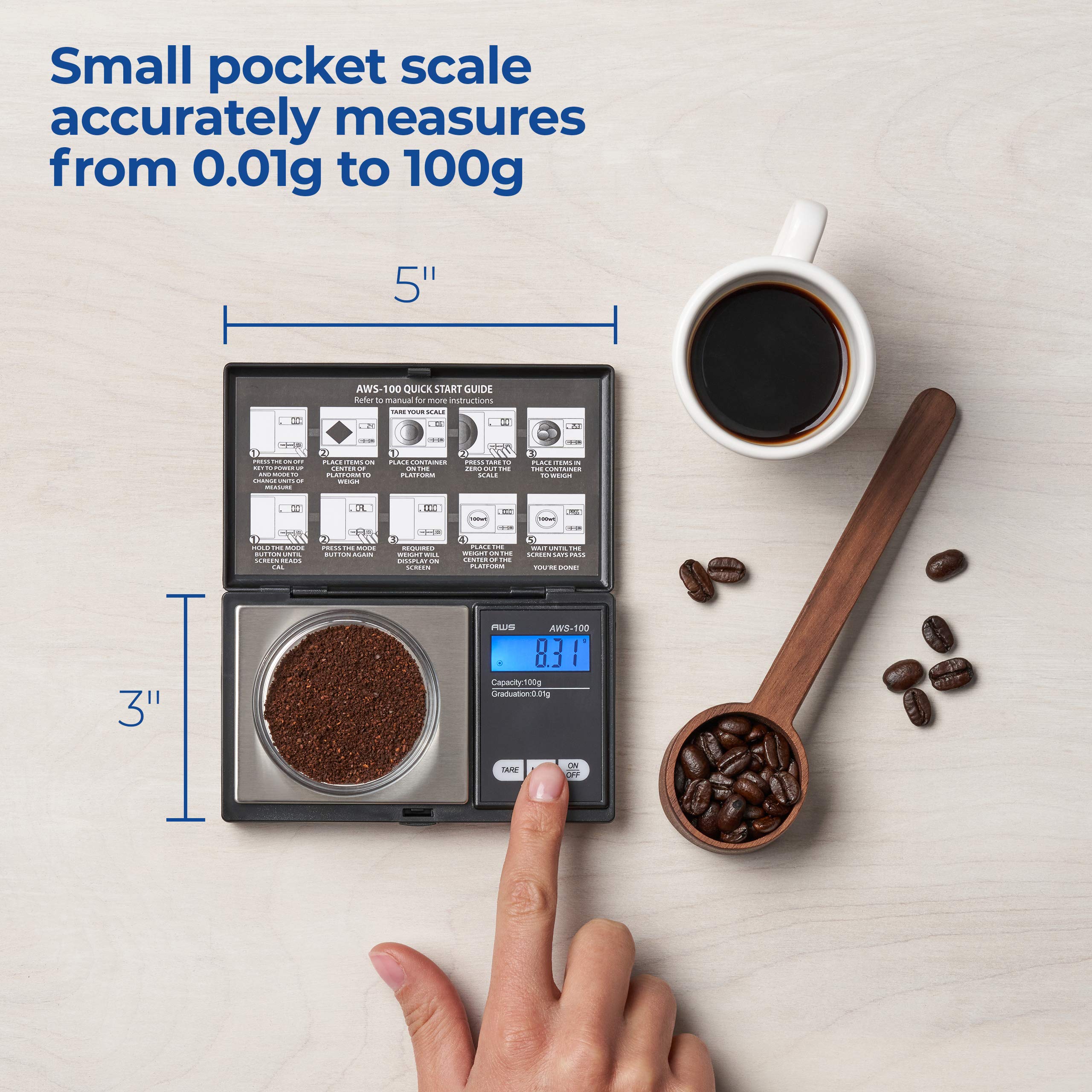 Foto 4 pulgar | Báscula De Bolsillo American Weigh Scales Aws-100 Negra - Venta Internacional.