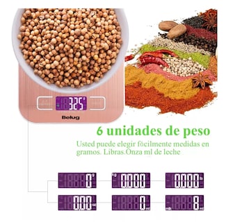 Foto 3 | Bascula Digital Para Cocina Gramera Pesa 1 Gramo A 5 Kilos, Belug Rosa
