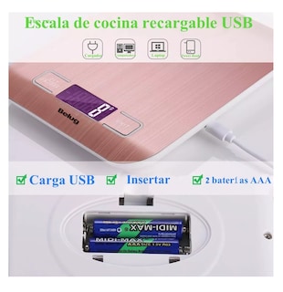 Foto 5 | Bascula Digital Para Cocina Gramera Pesa 1 Gramo A 5 Kilos, Belug Rosa