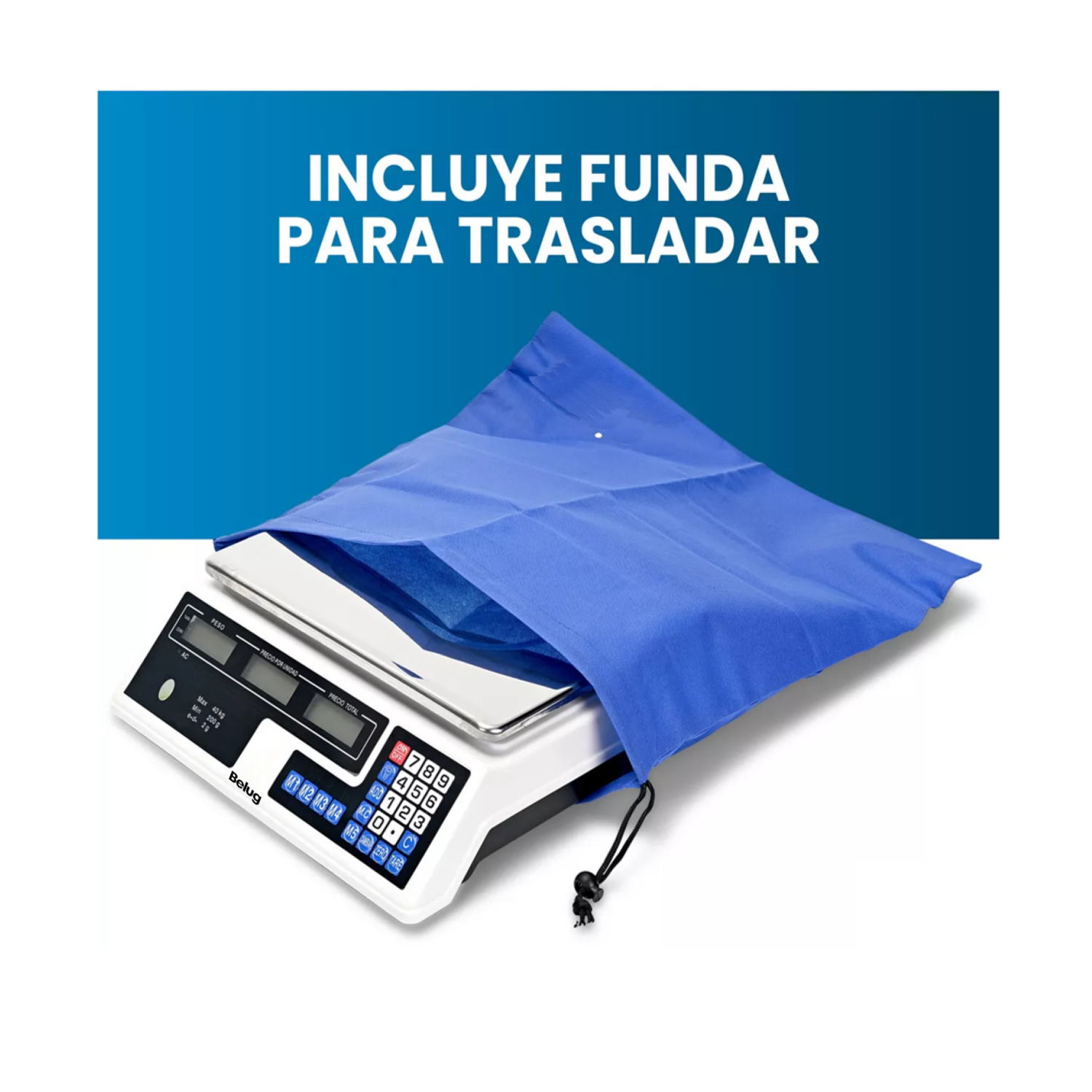 Foto 3 pulgar | Báscula Comercial Digital 40 Kg Recargable Tecla Tara Belug, Color Blanco