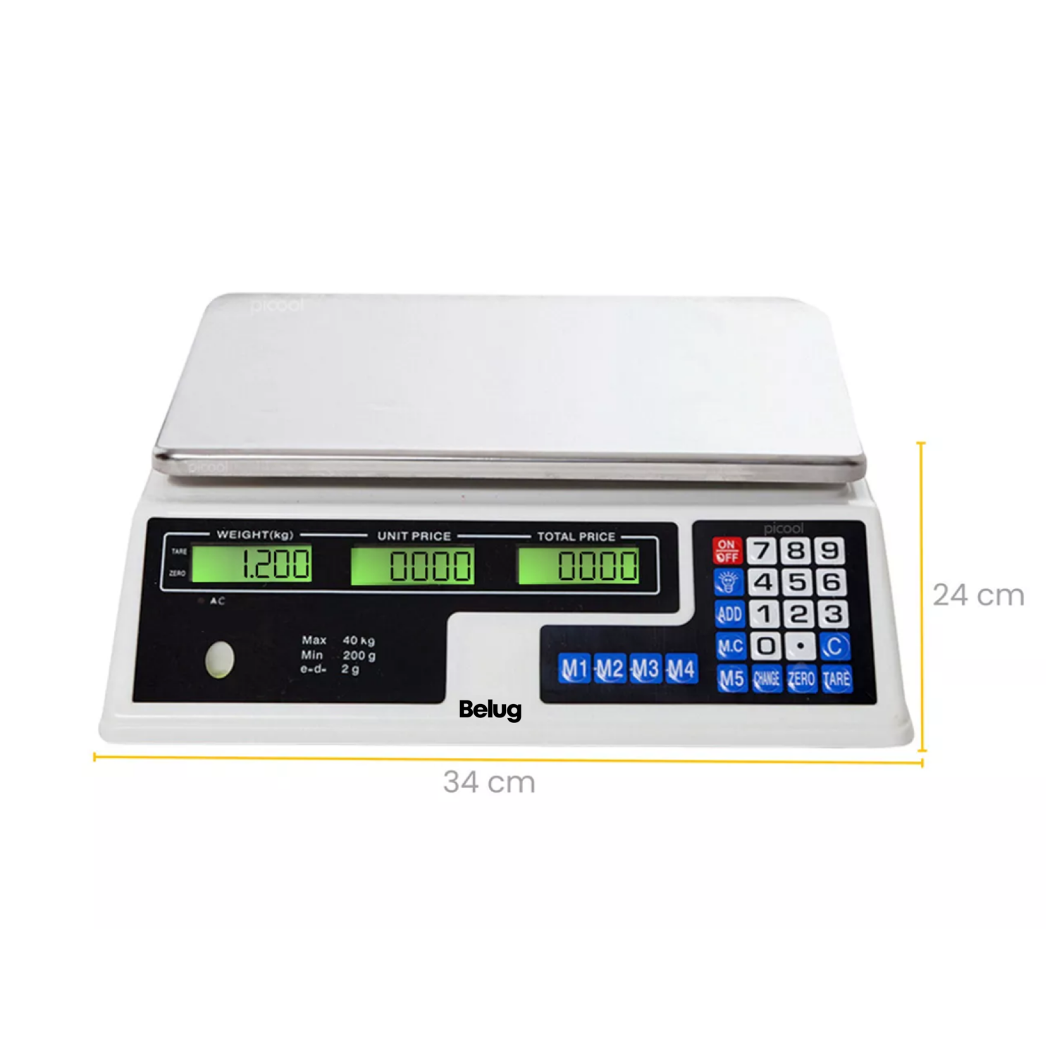 Foto 4 pulgar | Báscula Comercial Digital 40 Kg Recargable Tecla Tara Belug, Color Blanco