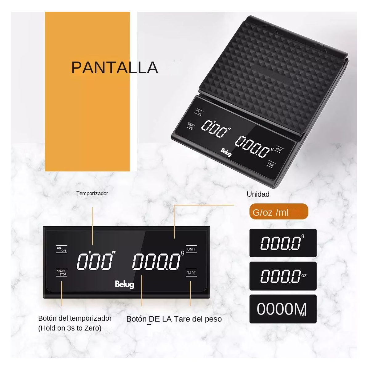 Foto 4 pulgar | Báscula De Cocina Con Cronómetro Digital Alta Precisión, Belug  Negro
