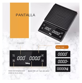 Foto 3 | Báscula De Cocina Con Cronómetro Digital Alta Precisión, Belug Negro