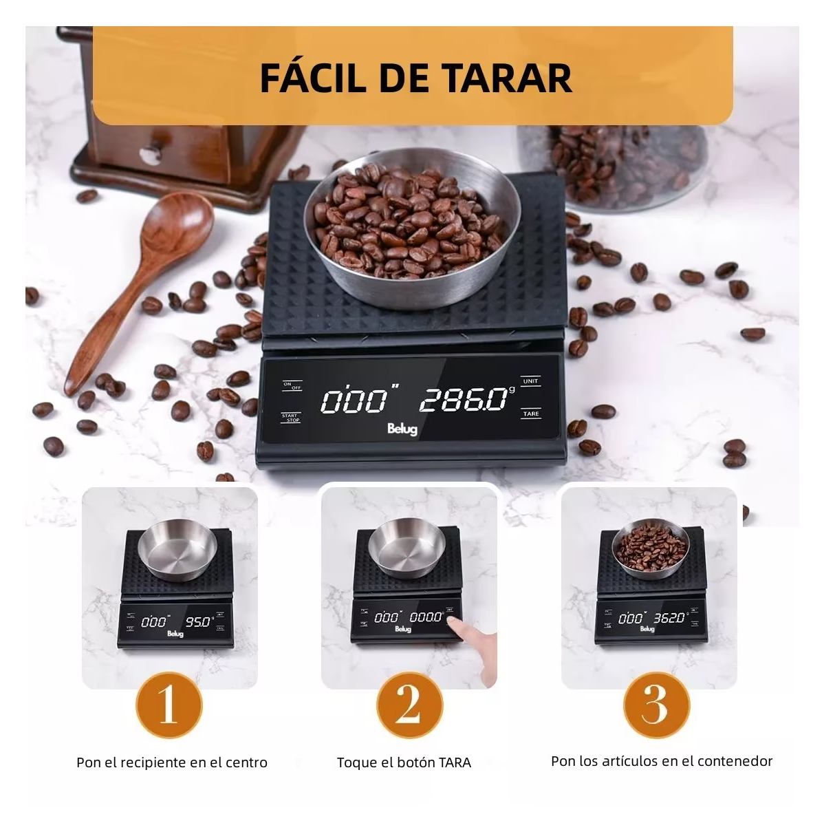 Foto 5 pulgar | Báscula De Cocina Con Cronómetro Digital Alta Precisión, Belug  Negro