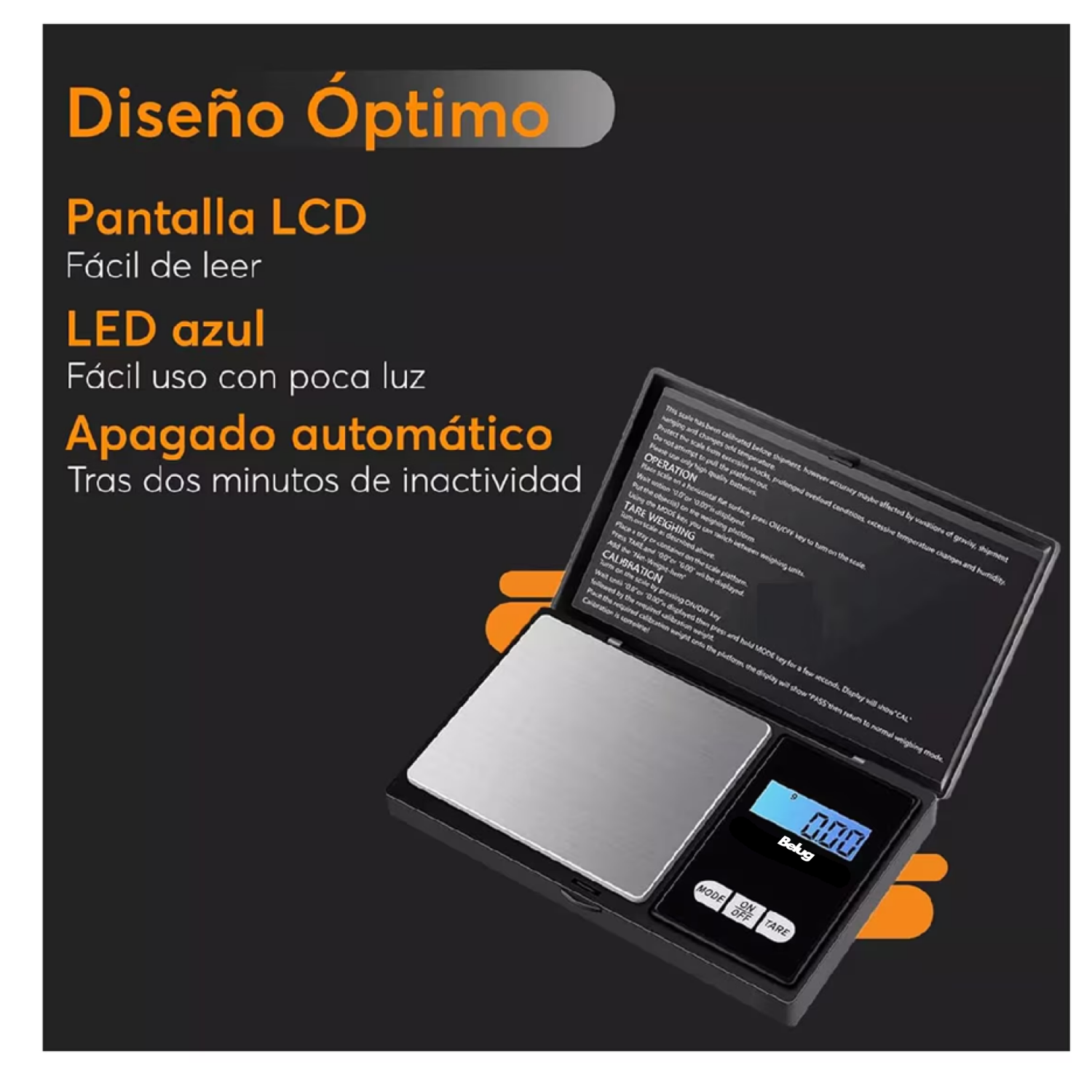 Foto 4 | Gramera De Cocina Balanza 0.01gr A 200gr 2 Decimales Digital Belug,  Negro