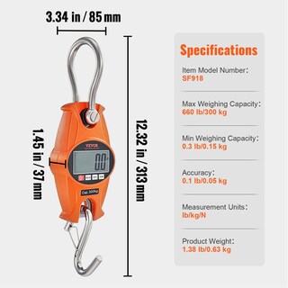 Foto 7 | Báscula De Grúa Vevor Digital De 300 Kg/660 Libras Con Carcasa De Aluminio Fundido - Venta Internacional.